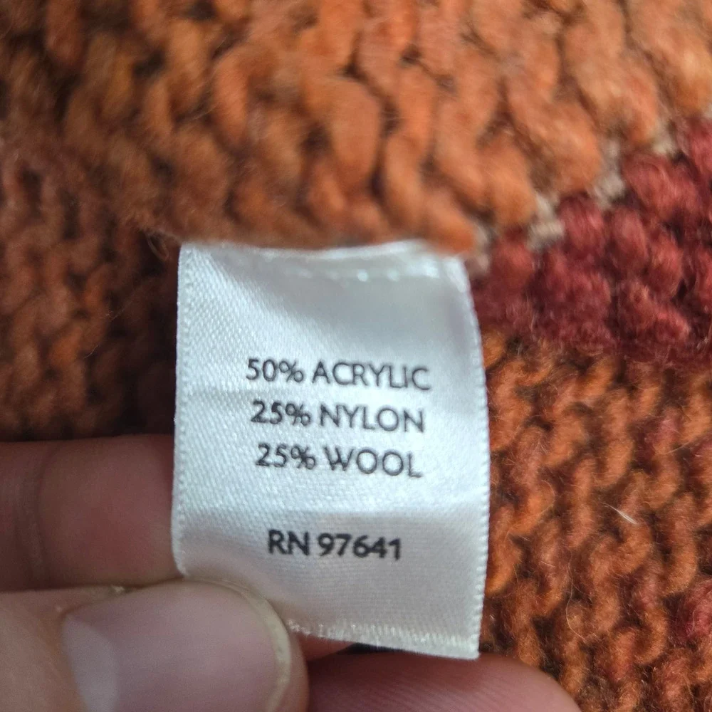 J. Jill Orange Ombre Striped Wool Blend Cardigan Sweater Button Front Size MP